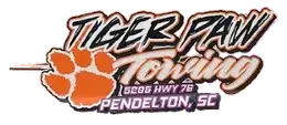 Tiger Paw Towing 5295 Hwy 76 Pendleton, SC full color logo.